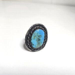Vintage Turquoise Native Sterling Silver Ring
